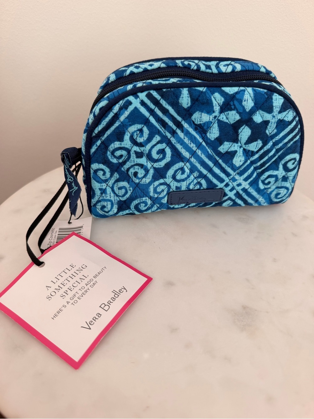 Vera Bradley Blue Patterned Quilted Cosmetic Pouch